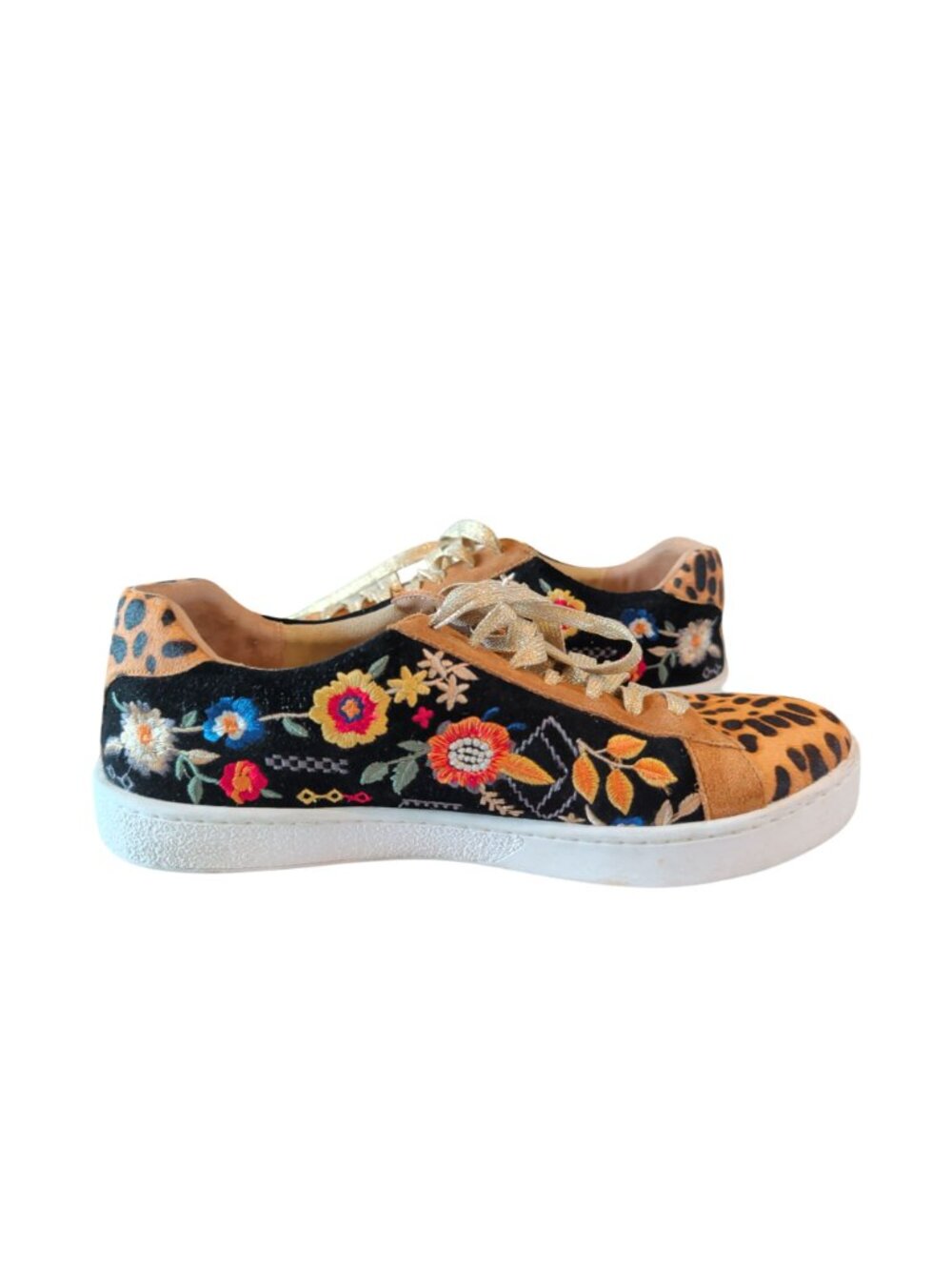 Johnny Was Olivia Leopard Suede & Genuine Calf Hair Sneakers, women's size 8. - Picture 3 of 16